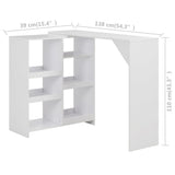 Bar Table with Moveable Shelf White 138x39x110 cm 280222