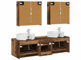 Bathroom Furniture Set 5 pcs Old Wood Engineered Wood and Glass 3406933