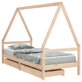 Kids Bed Frame with Drawers 90x200 cm Solid Wood Pine 834468