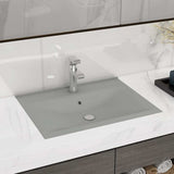 Luxury Basin with Faucet Hole Matt Light Grey 60x46 cm Ceramic 147026