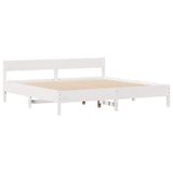 ZNTS Bed Frame without Mattress White 160x200 cm Solid Wood Pine 3301744