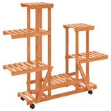 Flower Stand with Wheels 95x25x101 cm Solid Wood Fir 362864