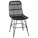 Dinning Chair 2 pcs Black 41 x 55 x 85 cm Rattan and Steel 42033207