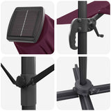 Umbrella with LED Strip Lights Bordeaux Red 351 x 250 x 253 cm 42003365