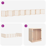 Dog Gate with Door Foldable 15 Panels 750 cm Poplar Wood 3155531
