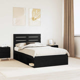 Bed Frame with Headboard Black 135 x 190 cm Solid Pine Wood 3411424