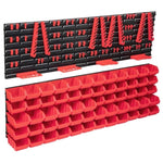 ZNTS 136 Piece Storage Bin Kit with Wall Panels Red and Black 150815