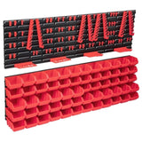 ZNTS 136 Piece Storage Bin Kit with Wall Panels Red and Black 150815