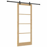 Sliding Door Natural 93 x 232 cm Solid Pine Wood and Glass 3332319