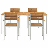 Garden Dining Set 5 pcs Solid Acacia Wood and Stainless Steel 3334777