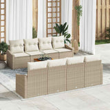 Garden Sofa Set with Cushion 9 pcs Beige Poly Rattan 3347806