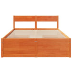 Bed Frame without Mattress Wax Brown 140x190 cm Solid Wood Pine 3282356