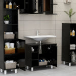 ZNTS Bathroom Cabinet Black 60x32x53.5 cm Engineered Wood 802634