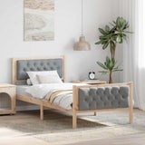Bed Frame with Headboard Light Grey 90 x 190 cm Solid Pine Wood 878434