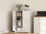4-Door Kitchen Storage Cabinet with Adjustable Shelves - White T3398P377916