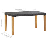 Garden Bench Black Poly Rattan and Solid Acacia Wood Medium 46488
