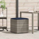 Cushion Box with Storage Grey 50 x 50 x 50 cm Poly Rattan 365414