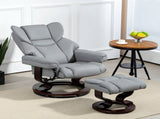 360&deg Swivel Recliner Chair with Footstool, PU Leather Manual Recliner Armchair with Solid Wood T3398P343500