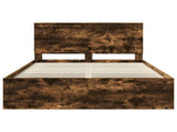 Bed Frame Smoked Oak 140 x 190 cm Solid Pine Wood 3411014