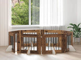Foldable Dog Gate with Stands 8 pcs Old Wood 60 cm 892167