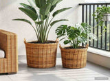 Planter Basket with Storage 2 pcs Natural Brown Kubu Rattan 42020952