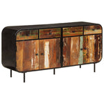 ZNTS Sideboard 140x35x70 cm Solid Wood Reclaimed and Metal 355845