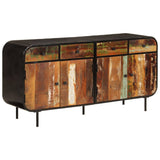 ZNTS Sideboard 140x35x70 cm Solid Wood Reclaimed and Metal 355845