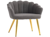 Lounge Chair Petal-Back Armchair Metal Metal Legs for Living Room Bedroom, Grey T3398P548741