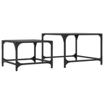 ZNTS Nesting Coffee Tables 2 pcs with Black Glass Top Steel 845983