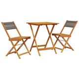 Bistro Set Grey Solid acacia wood, Polypropylene Compact Foldable 3281758