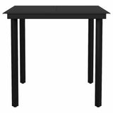 Garden Dining Set Black Powder-coated steel, PE rattan, glass 80 cm 3099577