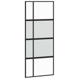 Sliding Door Black 90x205 cm Tempered Glass and Aluminium 155229