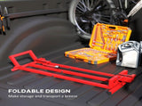 400 kg Foldable Ride-On Mower Jack Lift, Adjustable Steel Lifting Device, for Lawn Mower, ATV, Red T3398P376690
