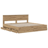 Bed Frame with Storage and Headboard Artisan Oak 180 x 200 cm 3445827