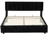 King Size Ottoman Bed Frame, with Front Drawer - Black T3398P425428