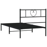 Metal Bed Frame without Mattress with Headboard Black 90x190cm 355455