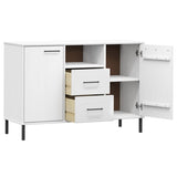 Sideboard with Metal Legs White 113x40x77 cm Solid Wood OSLO 351020