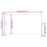 Patio Retractable Side Awning 140 x 300 cm Grey 45192