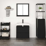 ZNTS 2 Piece Bathroom Furniture Set Black Oak Engineered Wood 3328364