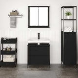 ZNTS 2 Piece Bathroom Furniture Set Black Oak Engineered Wood 3328364