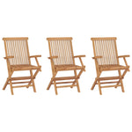 ZNTS Folding Garden Chairs 3 pcs Solid Teak Wood 315444