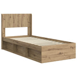 Bed Frame with Storage and Headboard Artisan Oak 100 x 200 cm 3414250