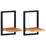 Wall Shelves 2 pcs 25x25x35 cm Solid Wood Acacia and Steel 338461