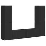TV Cabinet Set 6 pcs Black Engineered Wood 3409106