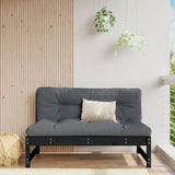 Middle Sofa Black 120x80 cm Solid Wood Pine 825734
