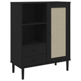 Highboard SENJA Rattan Look Black 90x40x112 cm Solid Wood Pine 358057