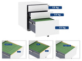 Lockable Cabinet, Rolling Filing Cabinet with 3 Drawers, Steel Office Drawer Unit for A4, Letter, T3398P344517