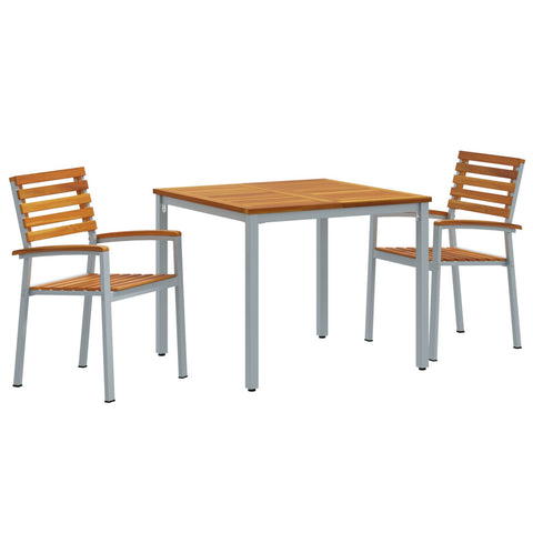 ZNTS 3 Piece Garden Dining Set Solid Wood Acacia and Metal 3284405