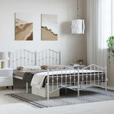 Metal Bed Frame without Mattress with Footboard White 135x190cm 373855