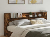 Storage Headboard with LED Smoked Oak Engineered Wood 3418684